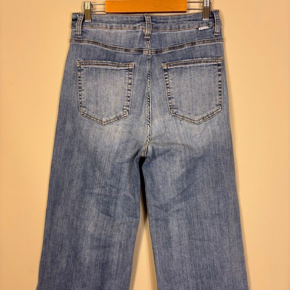 Risen Jeans High Waisted Wide Leg Raw Hem Jeans Size 29 - Picture 7 of 9